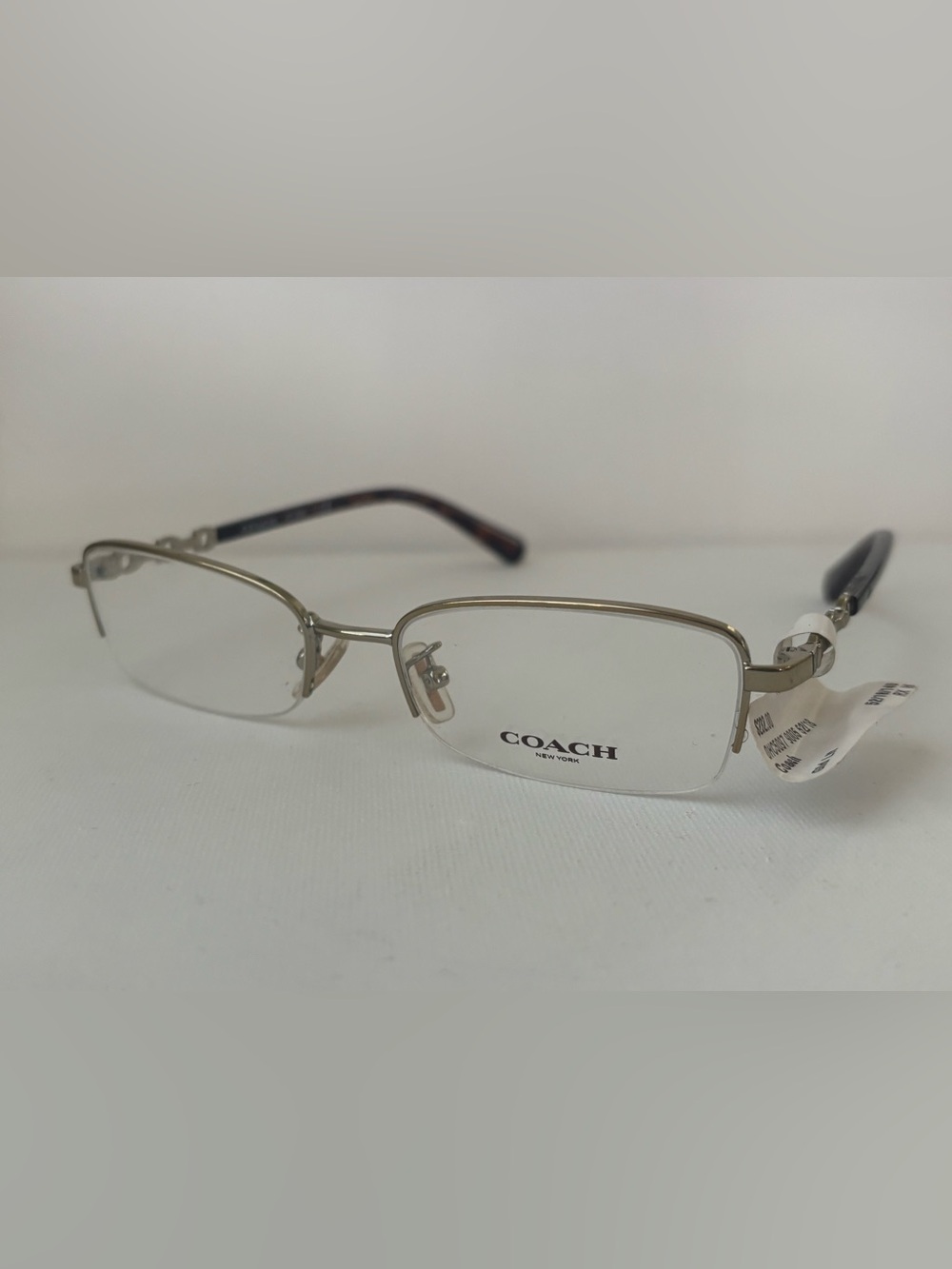 COACH Men’s Gold-Tone Rectangular Metal Eyeglass Frames